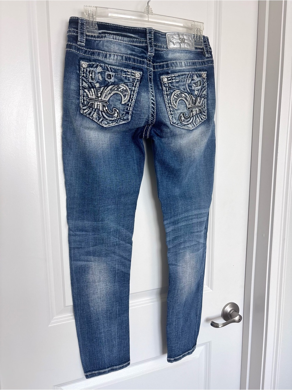 Miss Me Skinny Ankle Jeans 27 Medium Wash Stretch Y2K Bling Denim